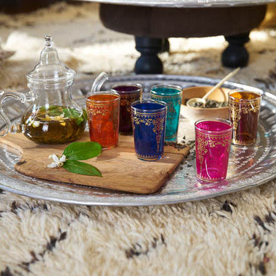 Handmade Moroccan Luxurious Tea Set, 6 Cups Tea Glasses, Teapot , Tea Tray*  NEW*